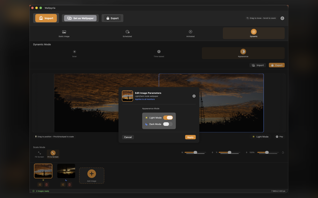Wallpyria 1.2.0: Menú Inicio rápido con 6 accesos directos de funciones